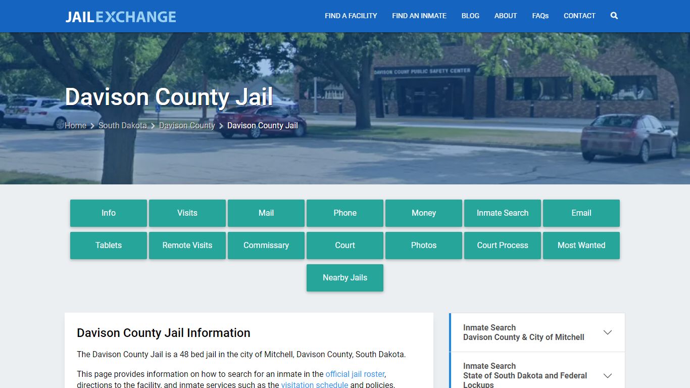 Davison County Jail, SD Inmate Search, Information